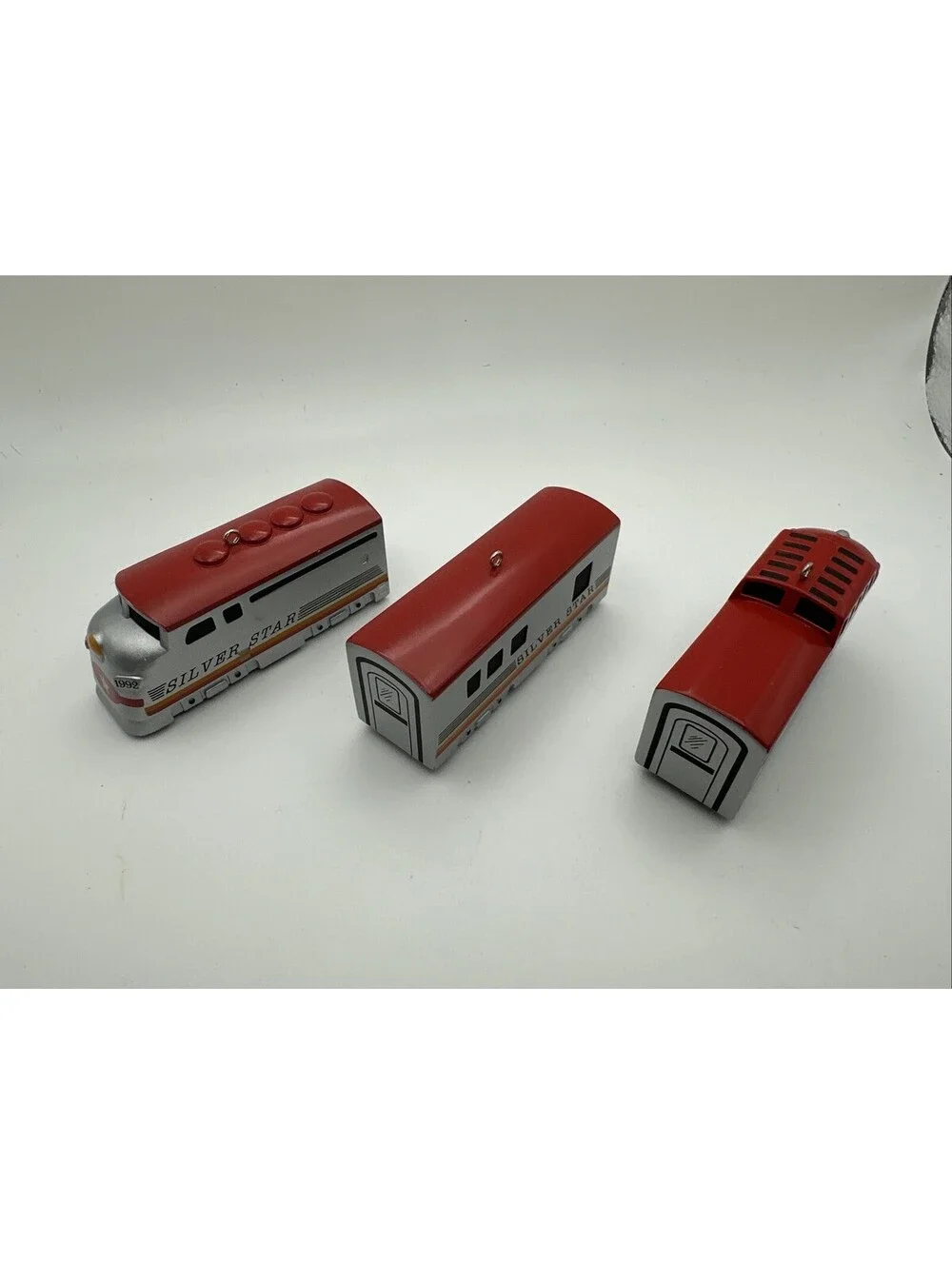 Hallmark Keepsake Ornament Silver Star Train Set Of 3 Cast Metal 1992 Heavy